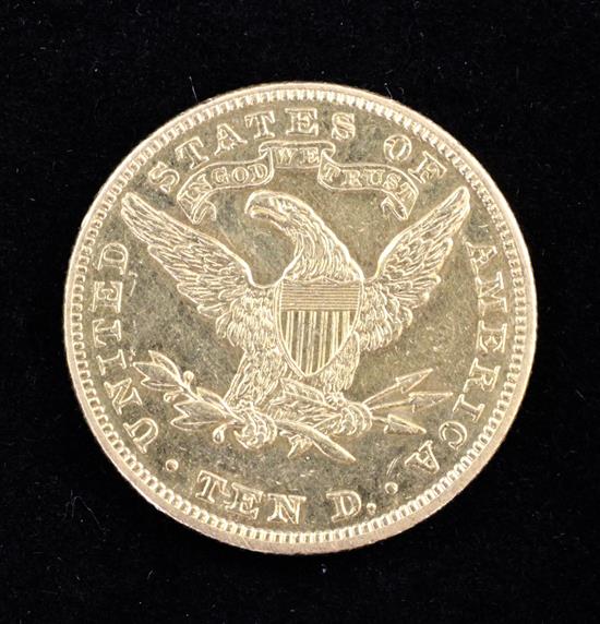 A United States 1893 ten dollar Liberty gold coin,